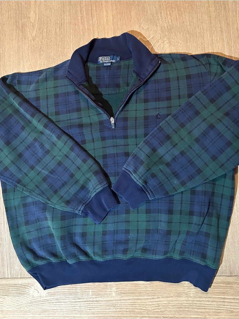 Polo by Ralph Lauren Navy & Green Plaid Half-Zip Pullover